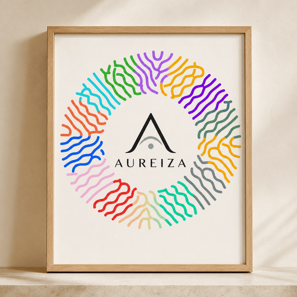 Poster incorniciato con Aura Code AUREIZA stampata